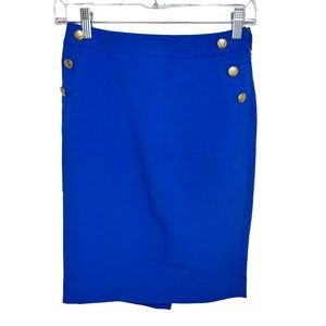 Express Pencil Skirt Womens Embellished Stretch Slit Lined Professional Blue 00